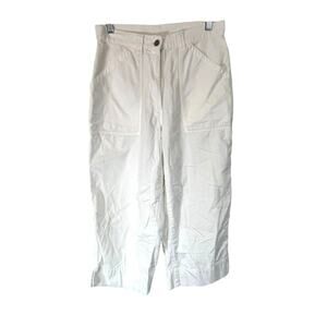Bill Blass white cargo capri crop pants 100% cotton size 6